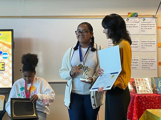 RobersonSpring's tweet photo. Congratulations to Leah Sanchez, an RMS student and our Spring ISD Spanish Spelling Bee champion!  She spelled her way to the top and will represent Spring ISD at the regional competition in February! Let’s cheer Leah on as she gets ready to take on the next level!  #RMSProud 🐝 https://t.co/Y7KCnX1l92
