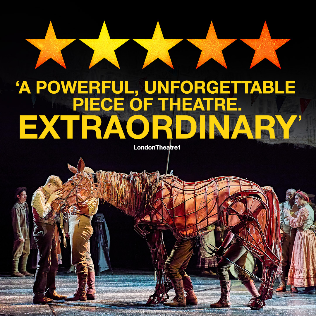 War Horse (@warhorseonstage) on Twitter photo ⭐️⭐️⭐️⭐️⭐️ 'A powerful, unforgettable piece of theatre. Extraordinary.' <a href="/londontheatre1/">@LondonTheatre1 🦄</a> #WarHorseOnStage ⭐️⭐️⭐️⭐️⭐️ 'A powerful, unforgettable piece of theatre. Extraordinary.' <a href="/londontheatre1/">@LondonTheatre1 🦄</a> #WarHorseOnStage