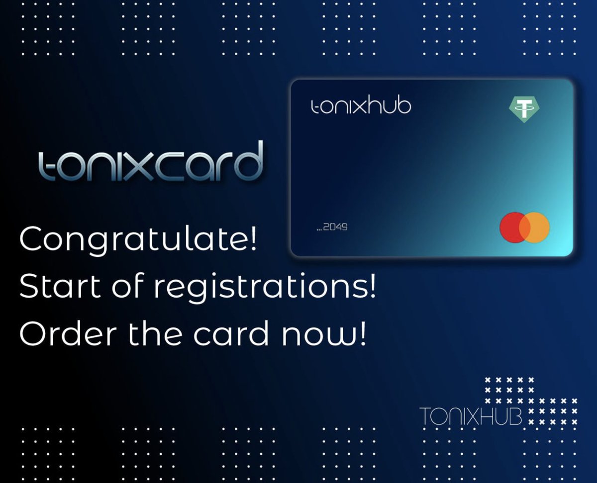 💳 TONixCard is now available for everyone!

Pay with cryptocurrency worldwide, just like fiat! 🌍✨

#TONixHub #CryptoCard #PayWithCrypto