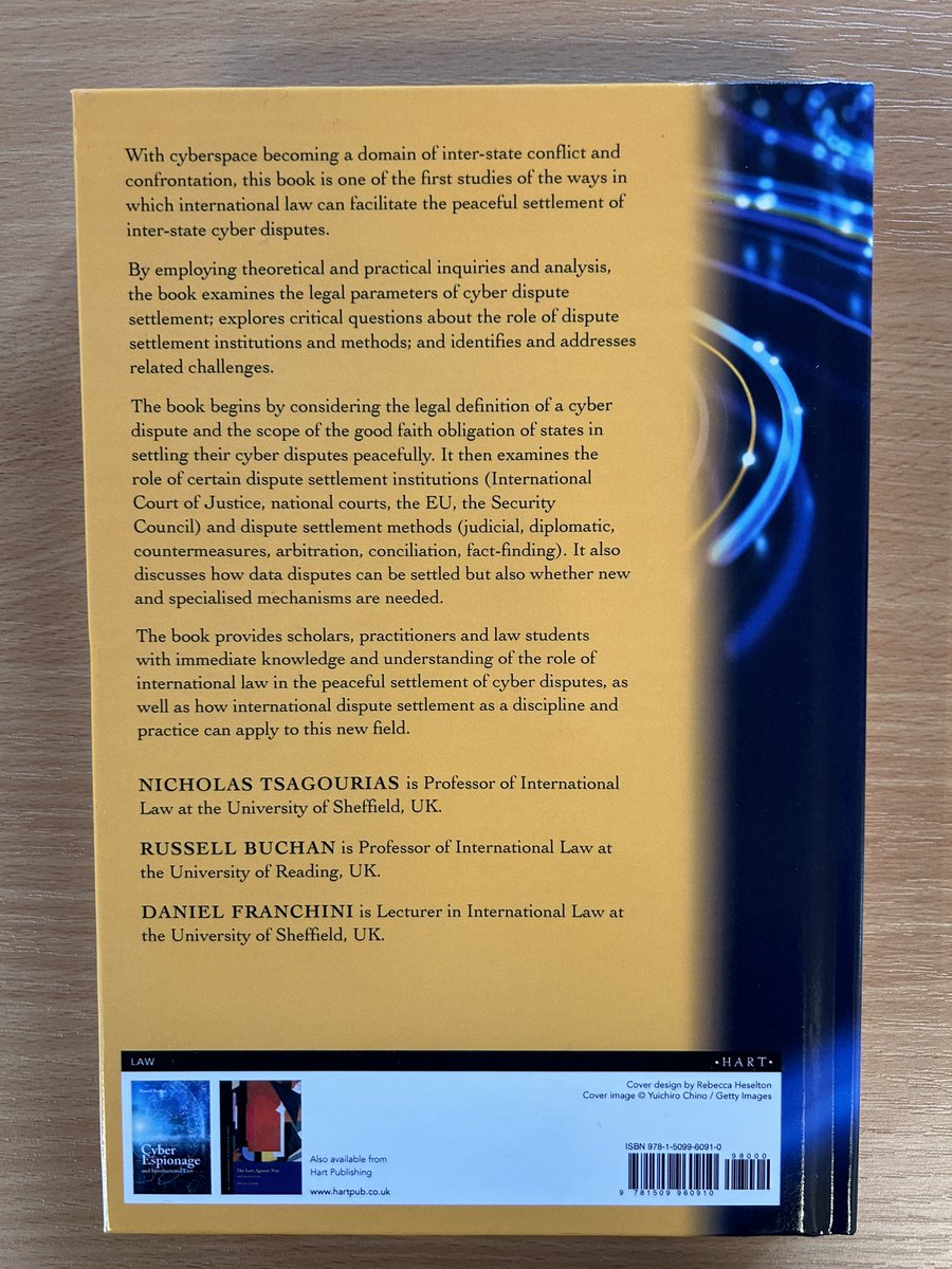 Our edited collection entitled ‘The Peaceful Settlement of Inter-State Cyber Disputes’ has been published! It’s available here: bloomsbury.com/us/peaceful-se…