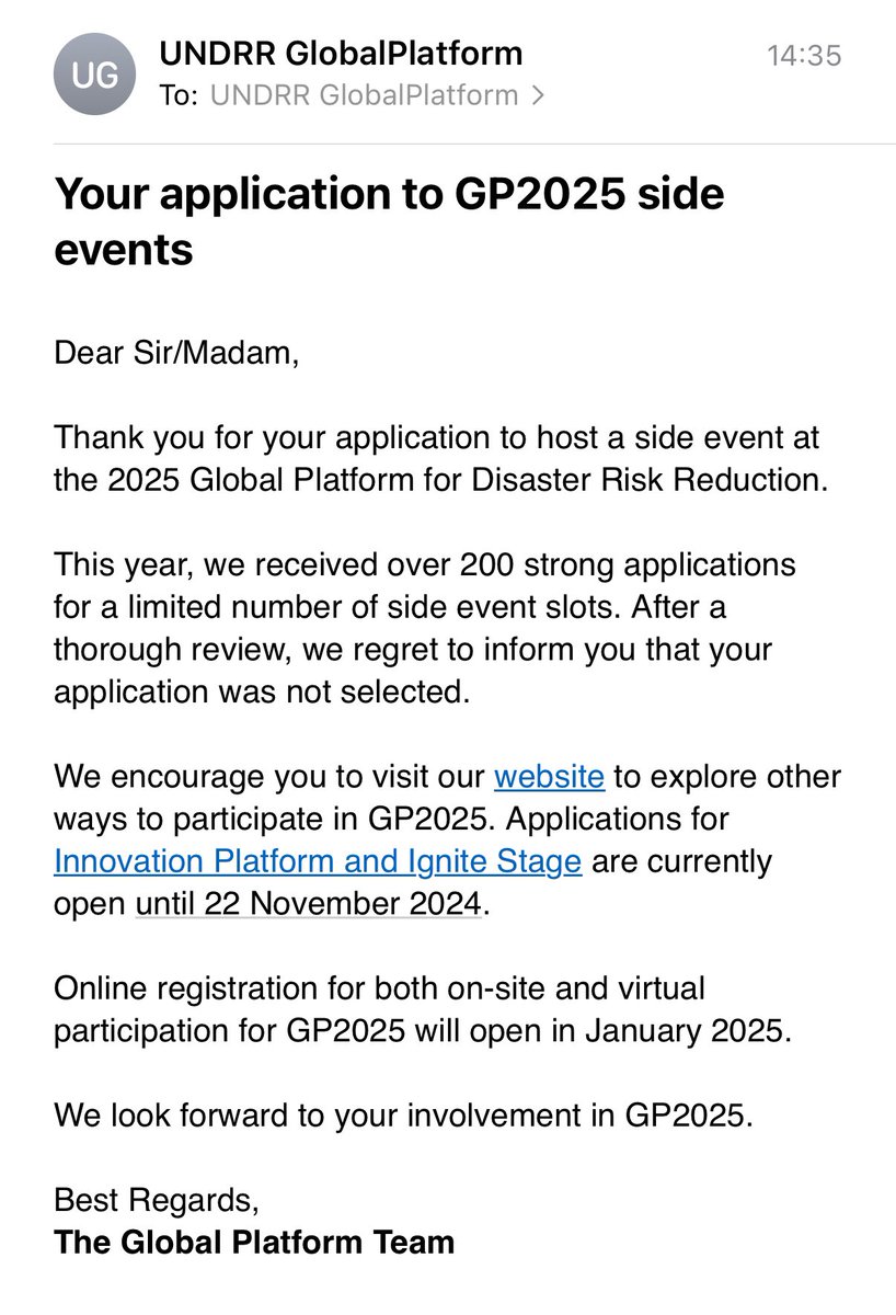Submitted a side event session regarding gender and sexual minorities to the <a href="/UNDRR/">UNDRR</a> Global Platform and it was rejected.

So I guess it's going to be cis-het and gender binary focused as always then? 😢

#InclusiveDRR