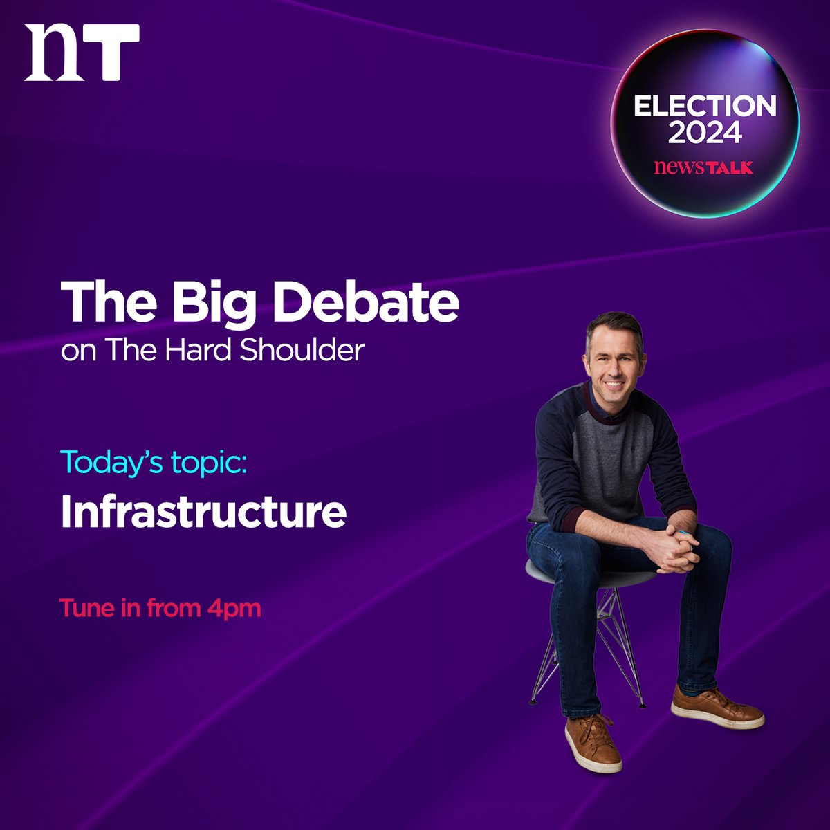 NewstalkFM's tweet photo. The Big Debate - Infrastructure:

Coming up on @TheHardShoulder at 4pm, we discuss Ireland's infrastucture - where we are &amp; the proposed changes during #GE24.

We're joined by @RoisinGarvey, @MichaelFitzTD, @shanemoynihan &amp; @OCallaghanCian.

Tune in on https://t.co/ZzKgKLOnlK! https://t.co/5jfEd1Gf4x