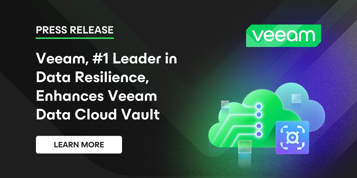 Veeam's tweet photo. 📰 Today, we’re announcing major updates to Veeam Data Cloud Vault! 👏 Check out everything new and see how Veeam and @Microsoft make secure cloud storage easy. https://t.co/mdBma8dDKK https://t.co/GDhcjKEER6