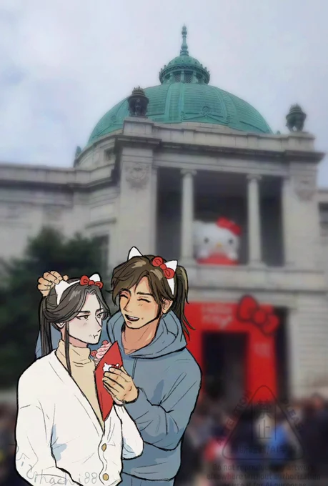 「師尊師尊!日本に来たんだから、白猫キャラの大先輩に挨拶をしましょう!」「白猫キャラ?何のことだ?」「あっ…」 ranwan@上野表慶館#燃晩JAPANツアーズ 
