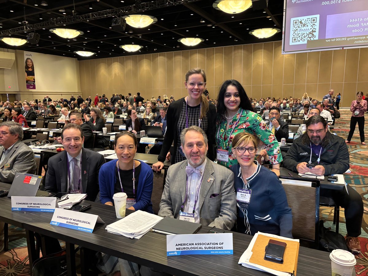 Neurosurgery (@neurosurgery) on Twitter photo THANK YOU to <a href="/AANSNeuro/">AANS</a> and <a href="/CNS_Update/">CNS</a>'s @JoshuaRosenowMD, <a href="/KLTomei/">Krystal Tomei, MD</a>, <a href="/stonemcguire/">Laura Stone McGuire, MD</a>, <a href="/MayaBabuMD/">Maya Babu MD, MBA</a>, <a href="/JasonSchwalbMD/">Jason Schwalb MD</a>, and <a href="/NeurosurgeryRE/">Ann Stroink MD CPE FACS FAANS</a> for representing #neurosurgery at <a href="/AmerMedicalAssn/">AMA</a> Interim Meeting of the House of Delegates. #AMAMtg THANK YOU to <a href="/AANSNeuro/">AANS</a> and <a href="/CNS_Update/">CNS</a>'s @JoshuaRosenowMD, <a href="/KLTomei/">Krystal Tomei, MD</a>, <a href="/stonemcguire/">Laura Stone McGuire, MD</a>, <a href="/MayaBabuMD/">Maya Babu MD, MBA</a>, <a href="/JasonSchwalbMD/">Jason Schwalb MD</a>, and <a href="/NeurosurgeryRE/">Ann Stroink MD CPE FACS FAANS</a> for representing #neurosurgery at <a href="/AmerMedicalAssn/">AMA</a> Interim Meeting of the House of Delegates. #AMAMtg