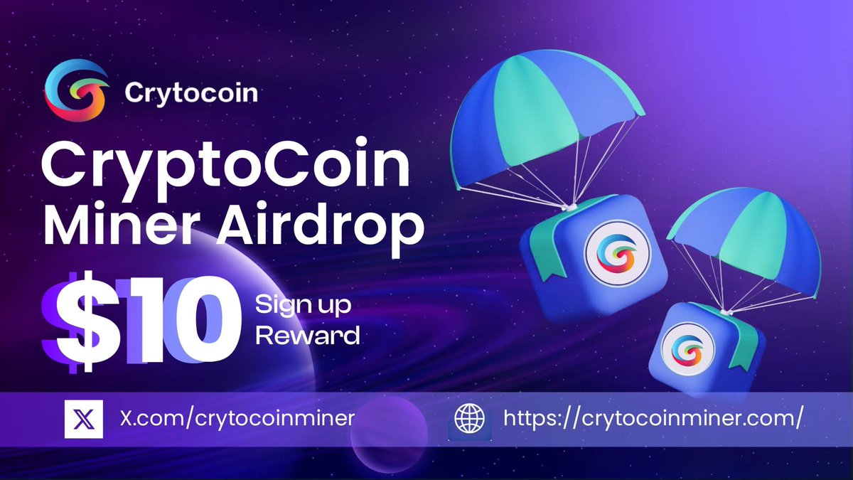 🚨 Airdrop: CrytoCoinMiner
🔥 Reward: $10 for Signup 
🏆 Winners: For all valid users
📅 End Date: 12th December 2024
🚀 Distribution: Immediately on Website by Signup

ℹ️ Airdrop Link: t.me/CrytoCoinMiner…