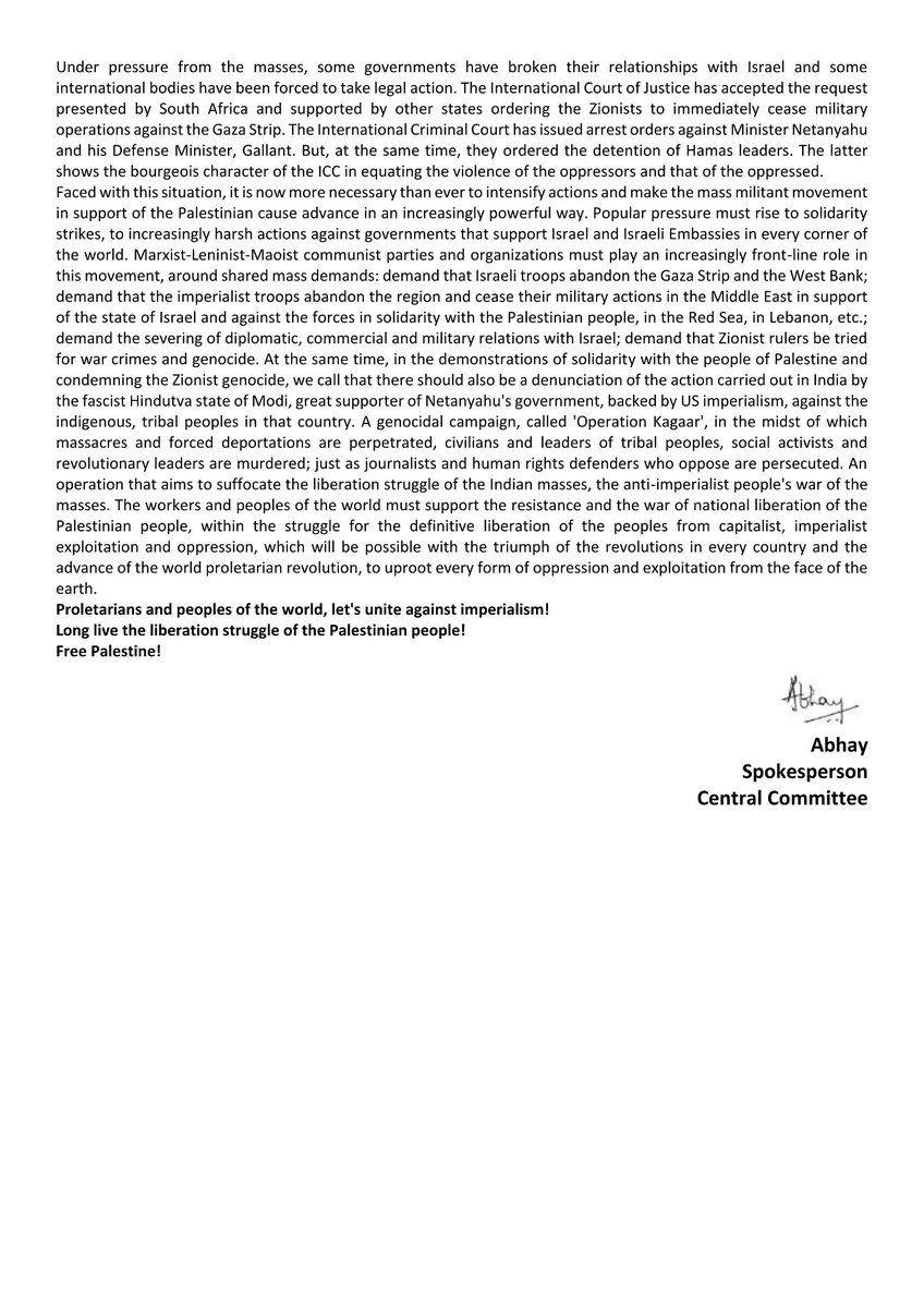 CamaradaYoldas's tweet photo. COMMUNIST PARTY OF INDIA (MAOIST) Central Committee Press Release 1 October
https://t.co/2jyO5Xmqcl
#CPIMaoist #ICSPWI
https://t.co/1rh1w8yNNd https://t.co/trURkXyc2C
