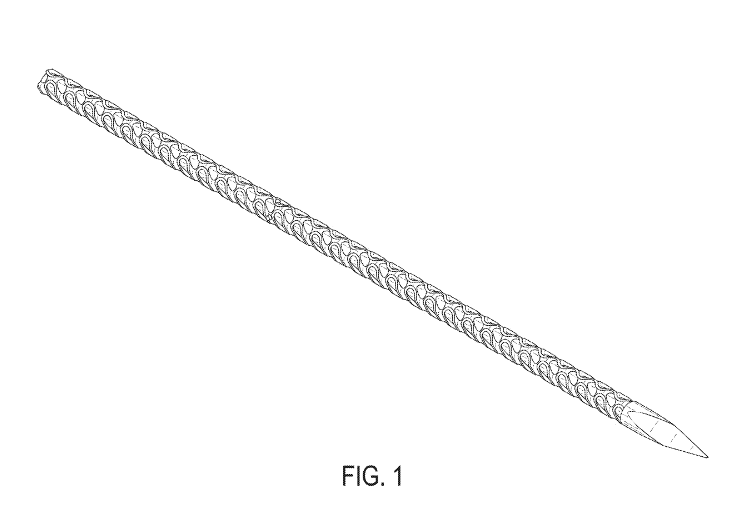 Today in design patents:

D1051384 issued for a bone fixation pin.

Pretty and yet terrifying. #DesignPatents