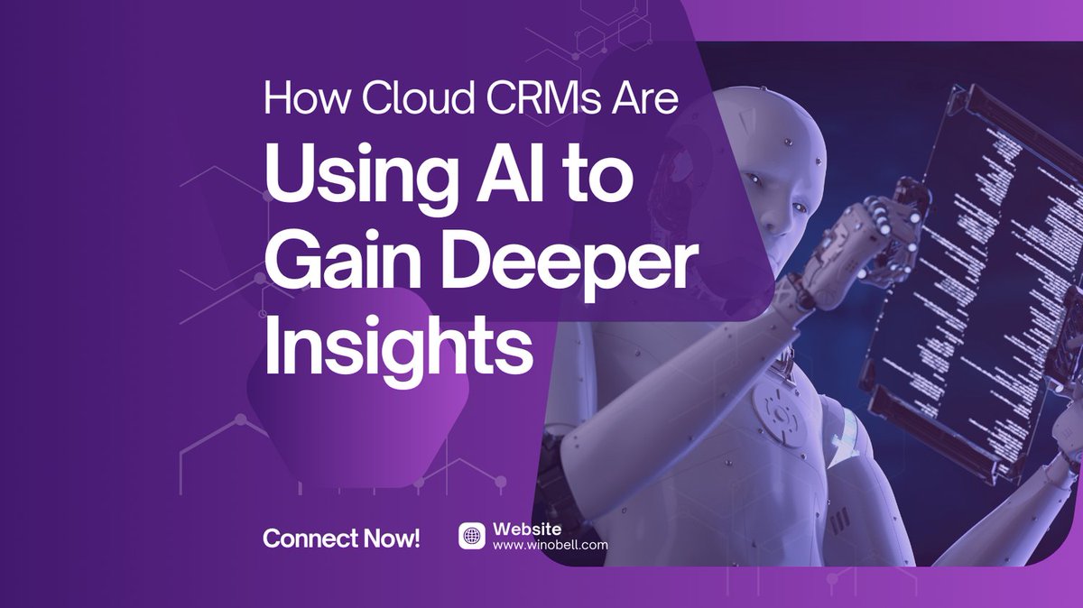Winobell_Inc's tweet photo. Cloud CRMs use AI to collect and analyze data, segment customers, and predict needs. This drives personalized recommendations, automated engagement, and continuous learning for better customer insights. Ready to unlock AI-powered CRM potential? #AI #CRM #CustomerInsights https://t.co/V7tvPHCTWg