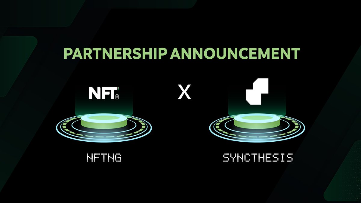 SYNCTHESIS_'s tweet photo. We are glad to announce our partnership with @NFT__NG 🪩🎉 

This synergy marks a significant step forward in our shared vision to drive innovation and expanding the boundaries of Web3 ecosystem. 🚀

#StaySynced for more amazing updates. 🧩 https://t.co/pkr8rnq70R