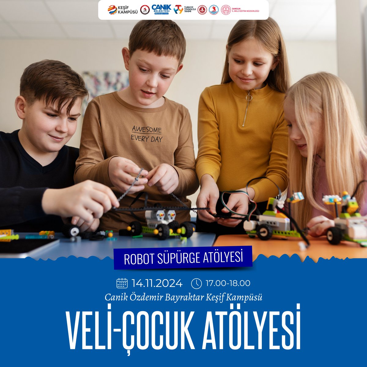 T3kesifkampusu's tweet image. Teknolojiye eğlenceli bir yolculuk yapmaya hazır mısınız?

Robot Süpürge Atölyesi’nde, kendi robot süpürgelerinizi tasarlayarak
robotların çalışma prensiplerini keşfedeceksiniz 🤖

📍 Canik Özdemir Bayraktar Keşif Kampüsü

#KeşifKampüsü #RobotSüpürge #T3Vakfı