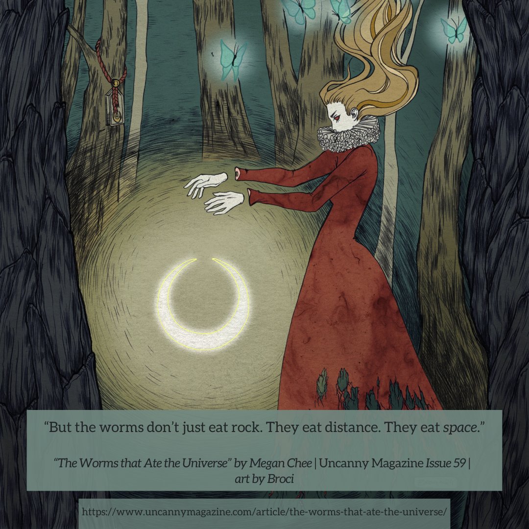UncannyMagazine's tweet photo. Reading 2024 fiction? Try the short story "The Worms that Ate the Universe" by Megan Chee! You can read it here! @meganflchee  https://t.co/IW41RkPbGk https://t.co/ilzn6Gp6G0