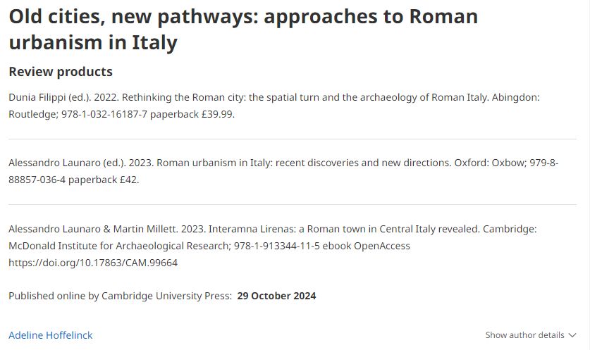 "These publications are valuable resources for anyone interested in ancient urbanism and society".

✍️ Reviewed by <a href="/adhoffeli/">Adeline Hoffelinck</a>