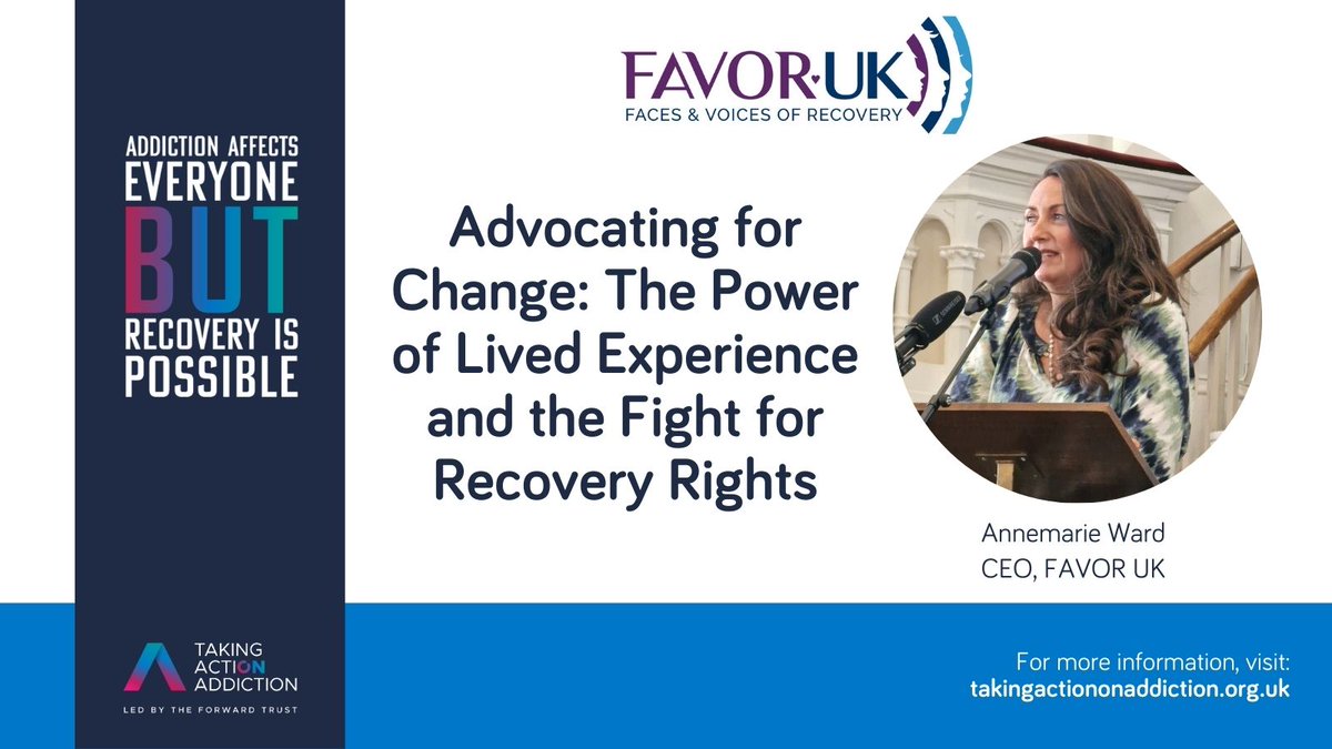 ActionAddiction's tweet image. We are 3 weeks away from the start of #AAW24 &amp;amp; we’re delighted to bring you a blog from our partner @FAVORUK💜

This #AddictionAwarenessWeek, @Annemarieward calls for us all to be the voice of those struggling with addiction.

actiononaddiction.org.uk/advocating-for…

#TakingActionOnAddiction