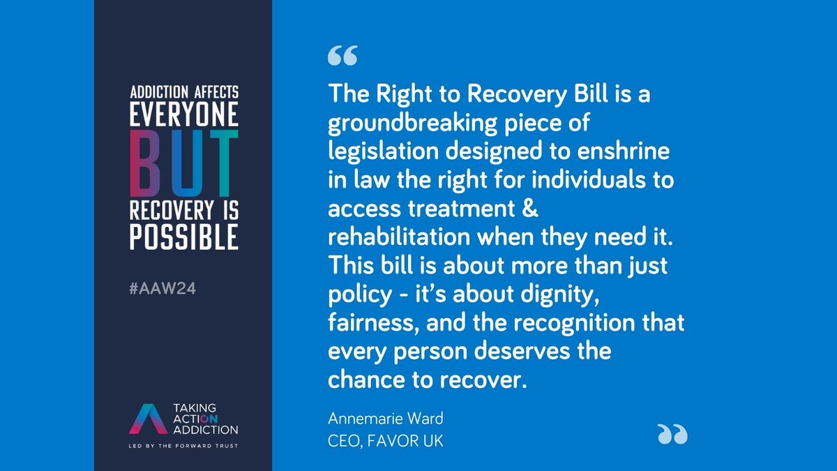 ActionAddiction's tweet image. We are 3 weeks away from the start of #AAW24 &amp;amp; we’re delighted to bring you a blog from our partner @FAVORUK💜

This #AddictionAwarenessWeek, @Annemarieward calls for us all to be the voice of those struggling with addiction.

actiononaddiction.org.uk/advocating-for…

#TakingActionOnAddiction