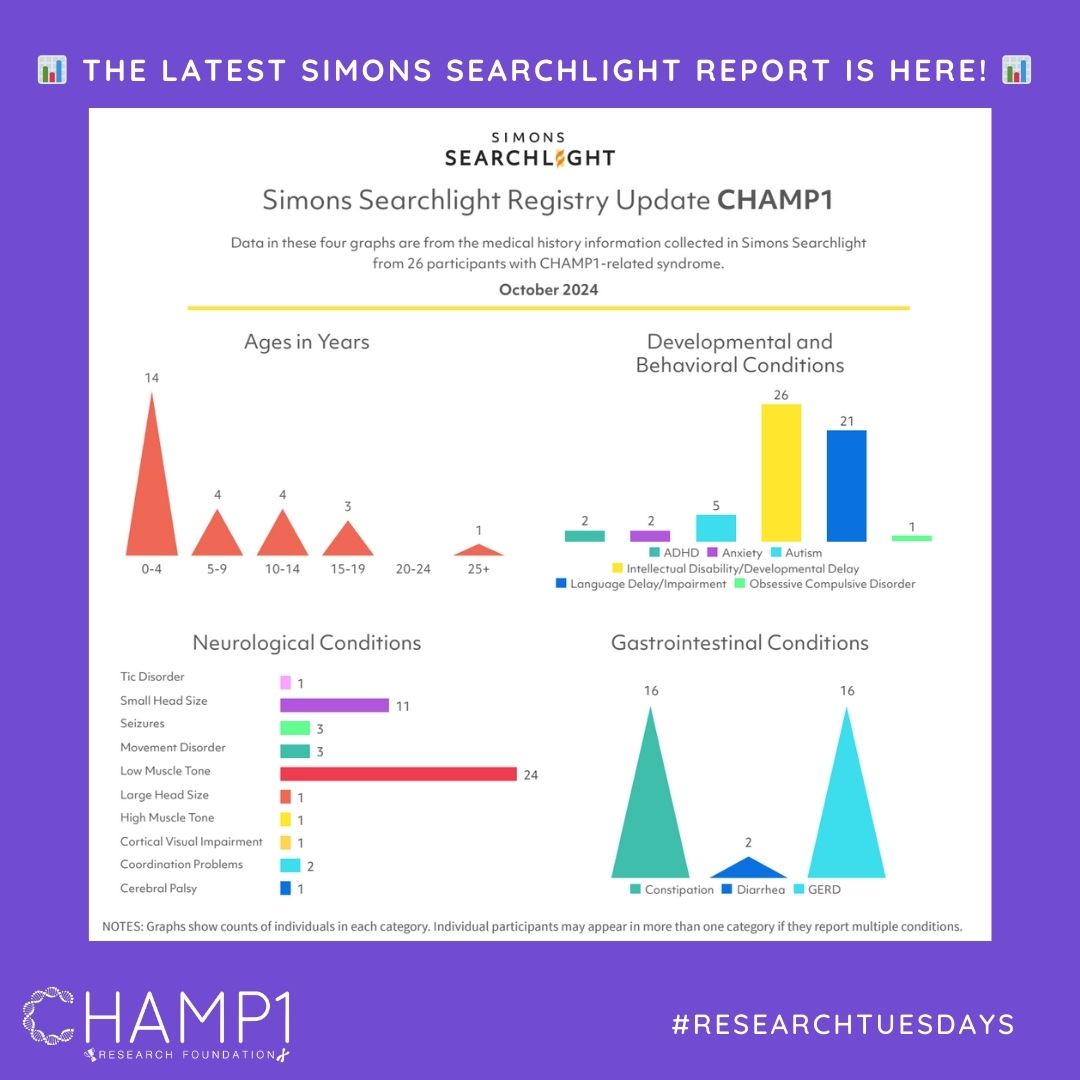 CHAMP1Research's tweet image. 📊 The Latest Simons Searchlight Report is Here! 📊  @S_Searchlight 

Offering valuable insights into CHAMP1 and the progress in our research journey.
📥 Download it here: simonssearchlight.org/research/what-…

#CHAMP1Research #SimonsSearchlight #ScientificProgress #CHAMP1Community