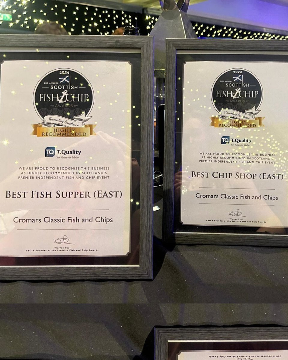 Lots of wins for our clients at the Scottish Fish and Chip Awards last night🏆 Congratulations to; McKays, Seaforth and Cromars who all took home awards from the ceremony.

#AwardWinning #FishAndChips #Pitlochry #TheFullRange