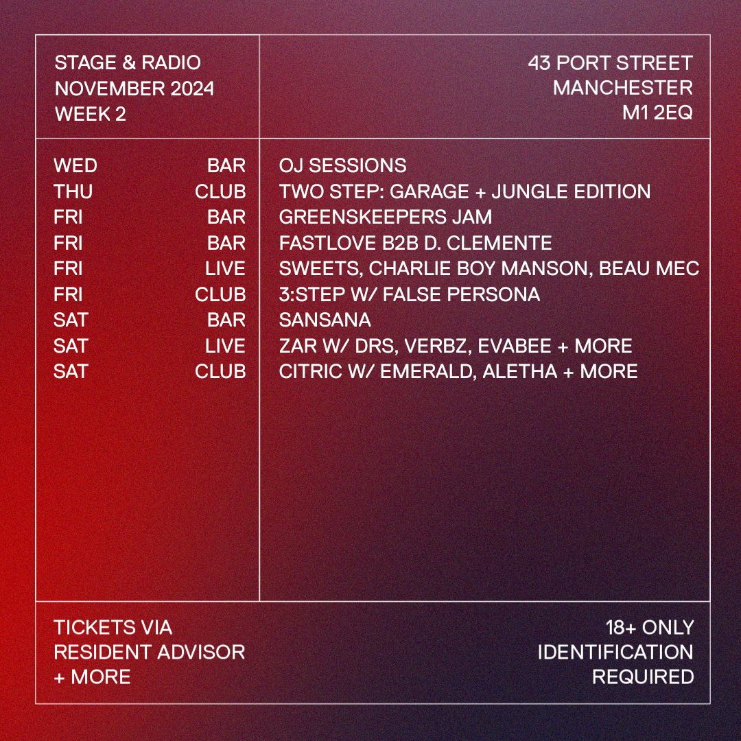 November Week 2: You know the drill &gt;&gt; 

Tickets via RA, Skiddle + OTD - link in bio.

18+ / ID Required.