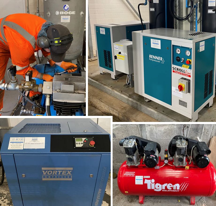 Need to tighten your Tigren? Revivify your Renner? Ameliorate your Airtech?
Whatever  your make or model, whatever the size and no matter the dryer, receiver or line filter, you can confidently call EDC Air Compressors on 0141  812 3222. We'll bring out the best in your Boge.