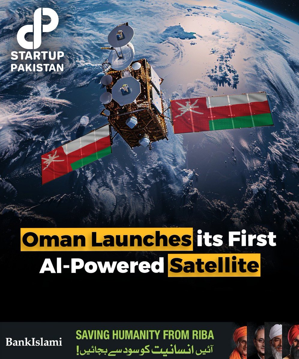 PakStartup's tweet photo. Oman has made a groundbreaking leap into space technology with the launch of its first Omani satellite, OL-1, developed by "Oman Lens" Company.
#OmanLens #OmanSpaceProgram #ArtificialIntelligence #SatelliteTechnology https://t.co/QjfXK2J1Ul