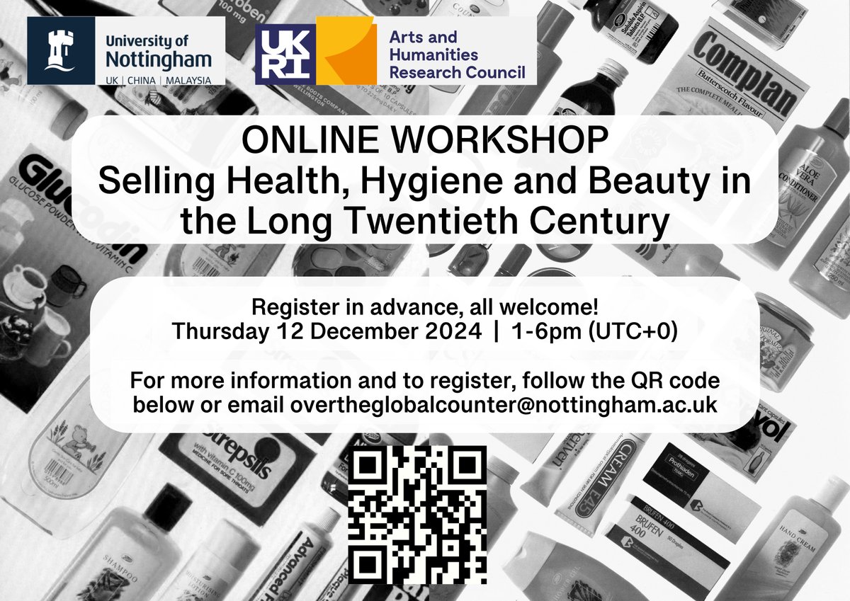 Just one month to go - join our online workshop on 12 December! Support new research in #retailhistory, #histpharm, #healthhist, #histbeauty, &amp; #histmed and come join the discussion. Free to attend, all welcome! For details and to sign up, visit eventbrite.co.uk/e/online-works… ⚕️🪥💄