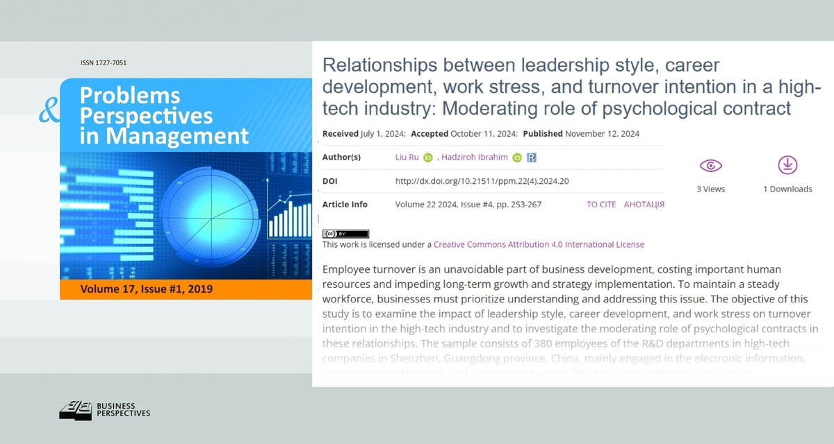 PPM_Journal's tweet photo. 🔗 https://t.co/m25DMsnH4A
📝 Relationships between #leadershipstyle #careerdevelopment #workstress, and #turnoverintention in a high-tech industry: Moderating role of psychological contract
👥 Liu Ru, Hadziroh Ibrahim
#hightechindustry #psychologicalcontract https://t.co/p5uRw1GB2b