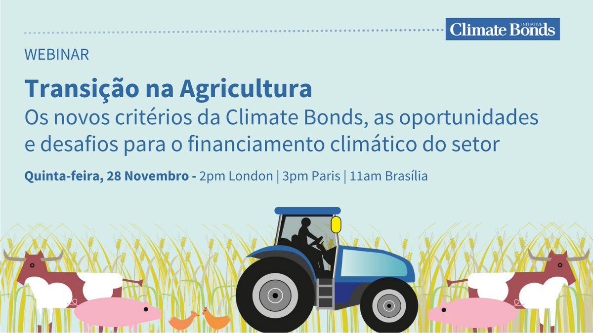 🌱 #WEBINAR: Junte-se a nós em 28/11 para discutir os novos critérios da Climate Bonds para a #Agricultura! Descubra como direcionar investimentos para práticas sustentáveis com especialistas do setor. Inscreva-se agora! 🔗 climatebonds.zoom.us/webinar/regist…