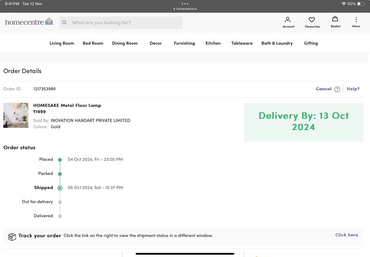 aadarshgupta123's tweet photo. @HomeCentreIndia where is my product?

Such a #fail &amp; #shame #homecentre 

had checked with customer care team 3 weeks back, still awaiting a call back from team. 

wrote on website contact us section too long back, yet no no update. https://t.co/Hlxjb1GKzZ