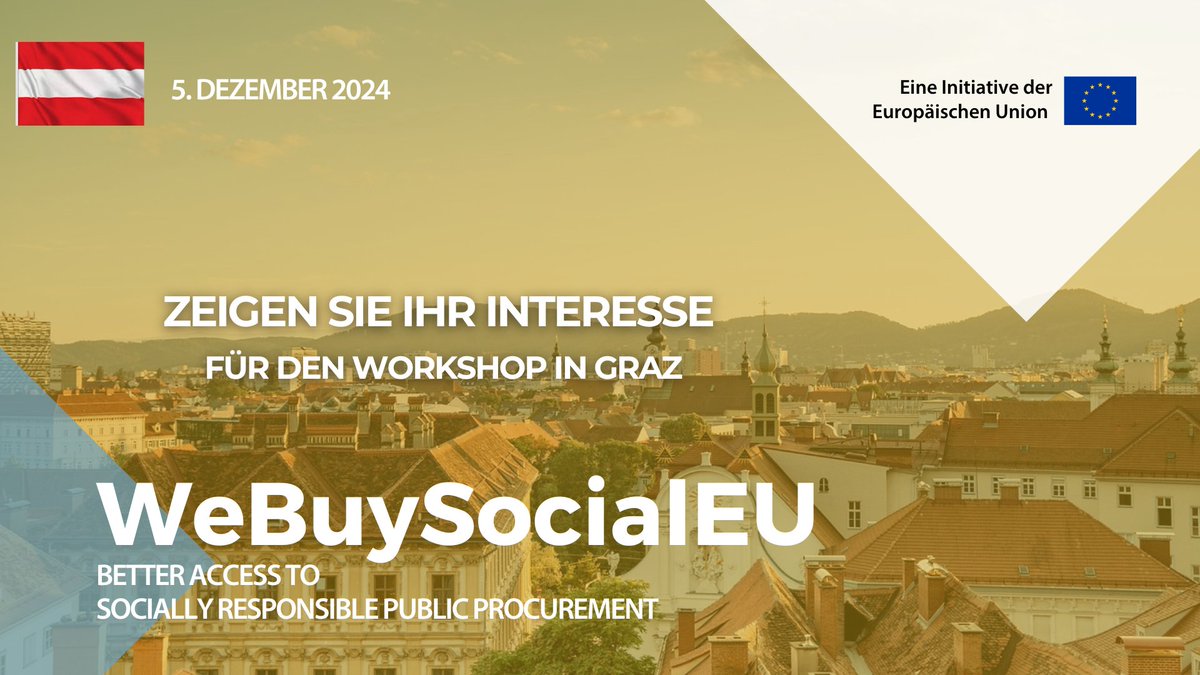 arbeit plus (@arbeitplus) on Twitter photo 📣An Beamte, Beschaffer u. #Sozialwirtschaftliche Einrichtungen in Slowenien 🇸🇮und Österreich 🇦🇹! Nehmen Sie am Trainingsworkshop zur sozialverantwortlichen öffentlichen Beschaffung im 5. Dez. in Graz teil.
Anmeldung hier👉:bit.ly/3NC3WFp
#WeBuySocialEU #SocEnt <a href="/AEIDL/">AEIDL 🦋 Follow us on Bluesky @aeidl</a> 📣An Beamte, Beschaffer u. #Sozialwirtschaftliche Einrichtungen in Slowenien 🇸🇮und Österreich 🇦🇹! Nehmen Sie am Trainingsworkshop zur sozialverantwortlichen öffentlichen Beschaffung im 5. Dez. in Graz teil.
Anmeldung hier👉:bit.ly/3NC3WFp
#WeBuySocialEU #SocEnt <a href="/AEIDL/">AEIDL 🦋 Follow us on Bluesky @aeidl</a>