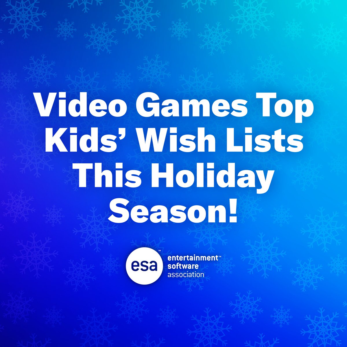The 2024 ESA Holiday Survey is out!🎁🎮

Every year, we survey kids (ages 10-17) to see what’s on their #holidaywishlist. This year, #videogame gifts top the list again! We also offer tips to help parents feel confident gifting video games.

Full results: theesa.com/holidayguide/