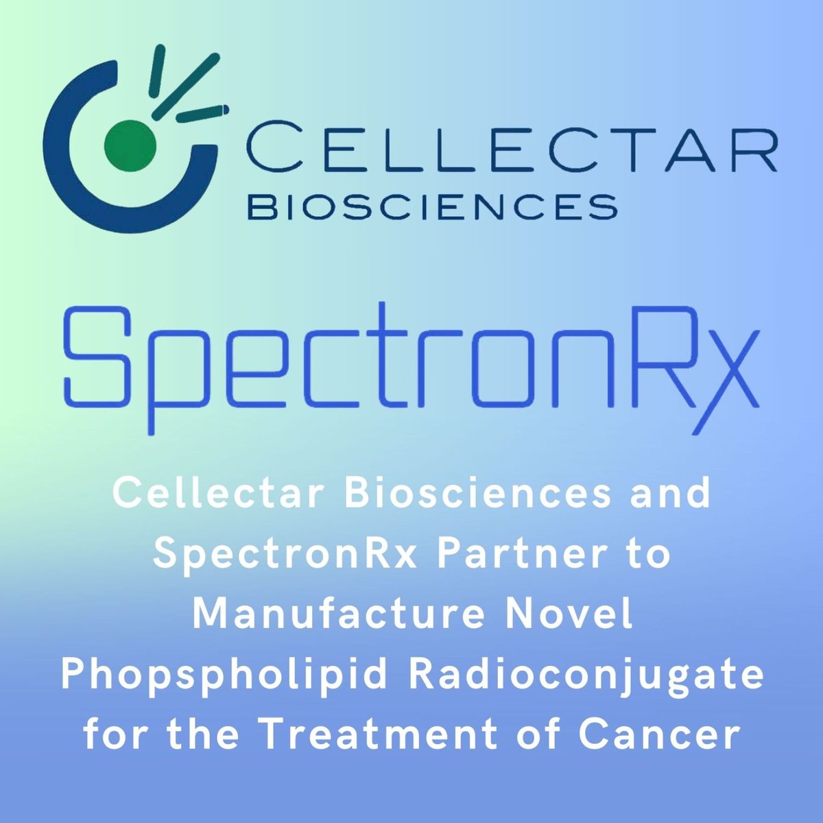 Cellectar Biosciences (@cellectarbio) on Twitter photo Cellectar Biosciences and <a href="/SpectronRx/">SpectronRx</a> Partner to Manufacture Novel Phospholipid Radioconjugate for the Treatment of Cancer bit.ly/3Z1hBfJ Cellectar Biosciences and <a href="/SpectronRx/">SpectronRx</a> Partner to Manufacture Novel Phospholipid Radioconjugate for the Treatment of Cancer bit.ly/3Z1hBfJ