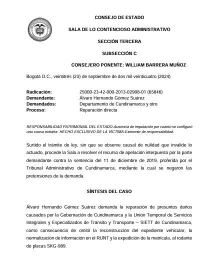 articulo20's tweet photo. SENTENCIA RECOMENDADA 🗣 

#Contencioso

@consejodeestado explica las características del hecho exclusivo de la víctima

RAD: 02908-01 (65846) https://t.co/tvjsSGvBdr