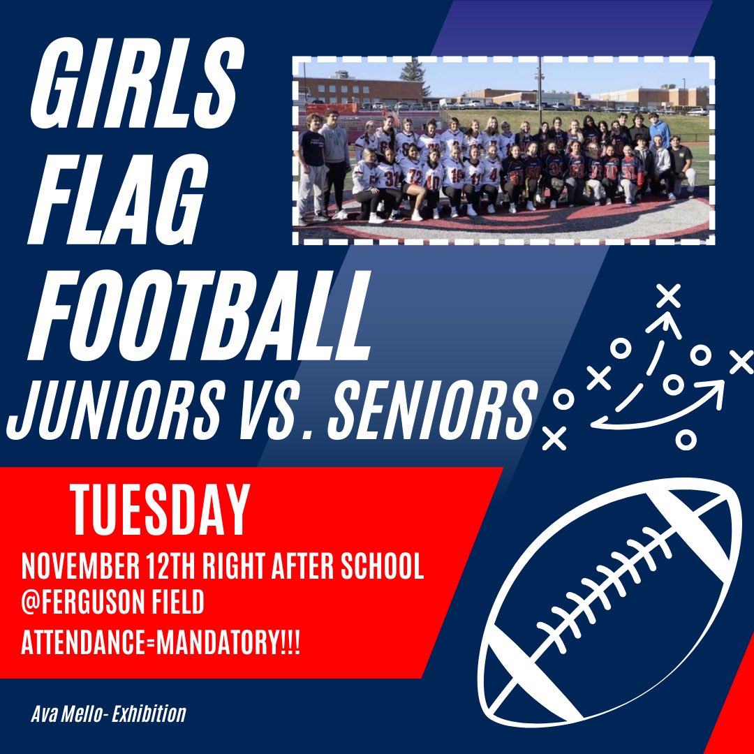 Girls Flag Football Exhibition today after school on the turf. Juniors vs Seniors. Let’s Go! <a href="/LHSRI/">Lincoln High School</a>