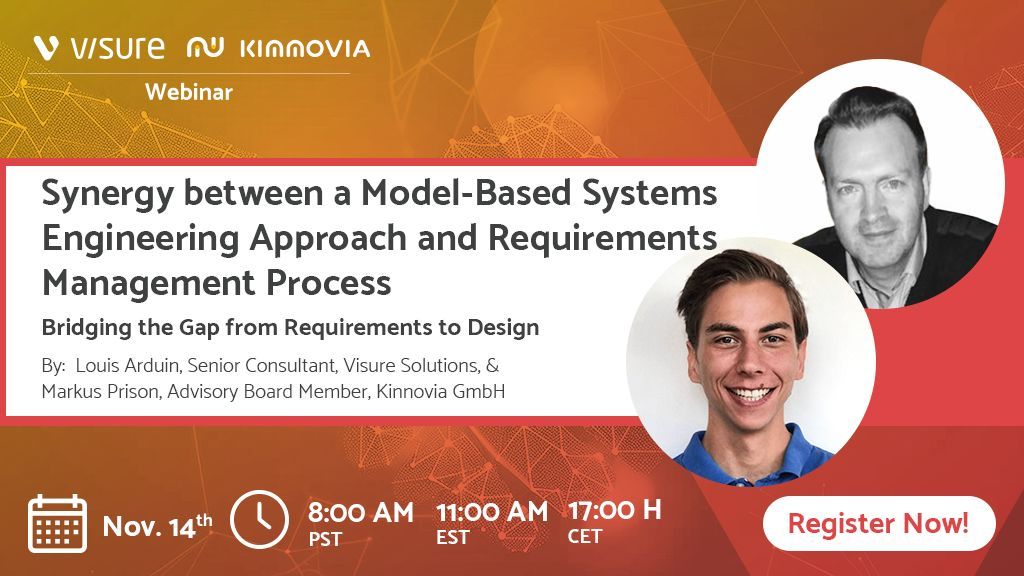📢 Last chance to register for the free on-demand webinar: "Synergy Between Model-Based Systems Engineering Approach &amp; Requirements Management Process."

Featuring Louis Arduin (Visure Solutions) &amp; Markus Prison (KINNOVIA GmbH)

🎟️ Sign up here 👉 buff.ly/4fFYXQ4