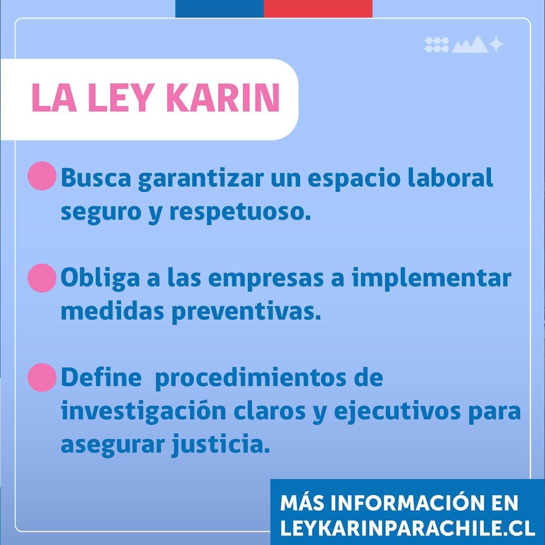 Hoy, 12 noviembre, recordamos con mucha tristeza la partida de Karin Salgado. Para eso, y en su honor, impulsamos la #LeyKarin que busca prevenir el acoso y la violencia en el trabajo.

Visita Leykarinparachile.cl 📱