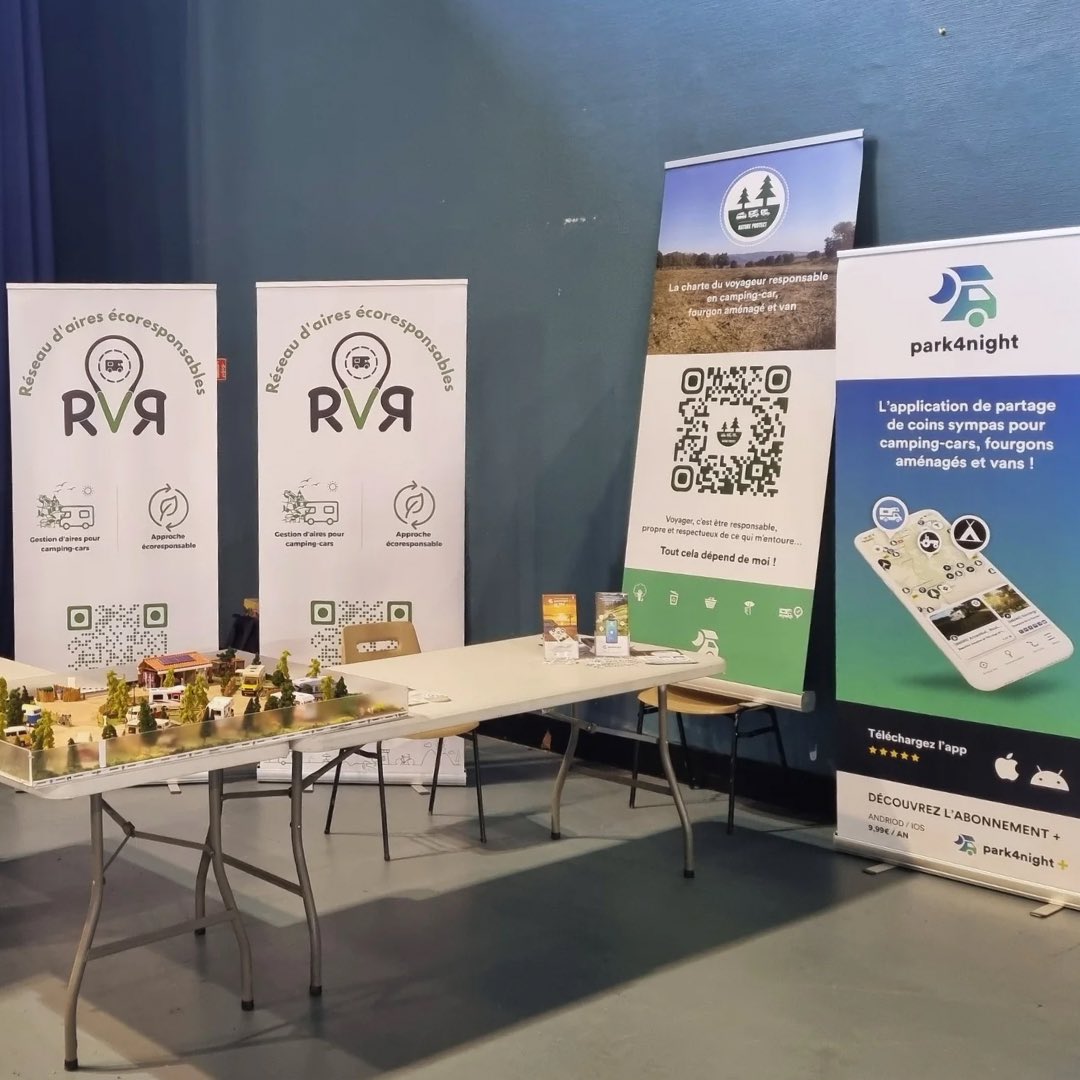 #RVR remercie la #FFACCC ! Nous avons pu présenter la maquette du réseau RVR et les aires de Saint-Pourçain-sur-Besbre (03), Brem-sur-Mer (85), Belsentes (07), Ambarès-et-Lagrave (33), Sainte-Eulalie (07), Saint-Avit-Sénieur (24) et Jullouville (50) ! 🤗 🚐
