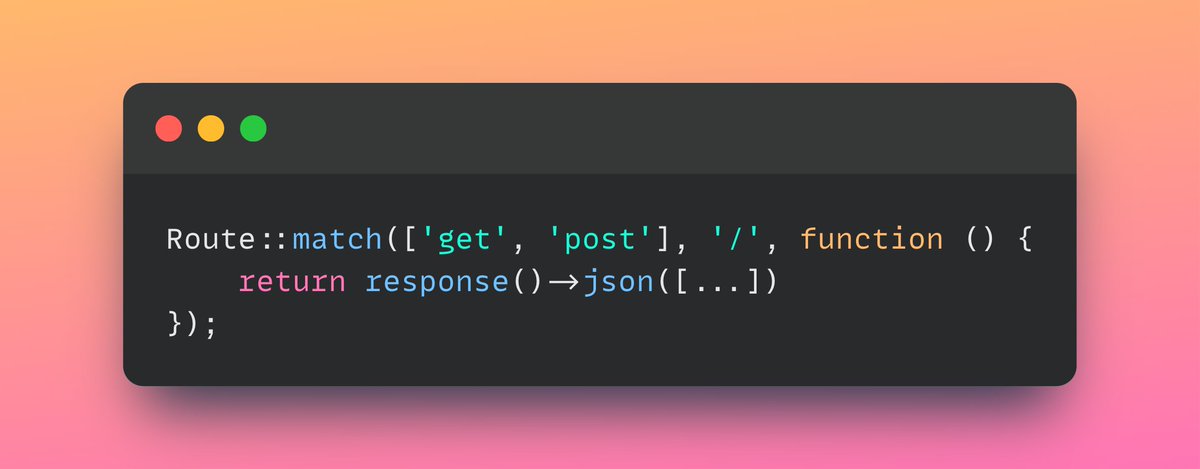 Mr_Steelze's tweet image. Use Laravel&apos;s Route::match() method to register a route that responds to multiple HTTP methods.

#LaravelTips #WebDevelopment #CodeSnippet #PHP