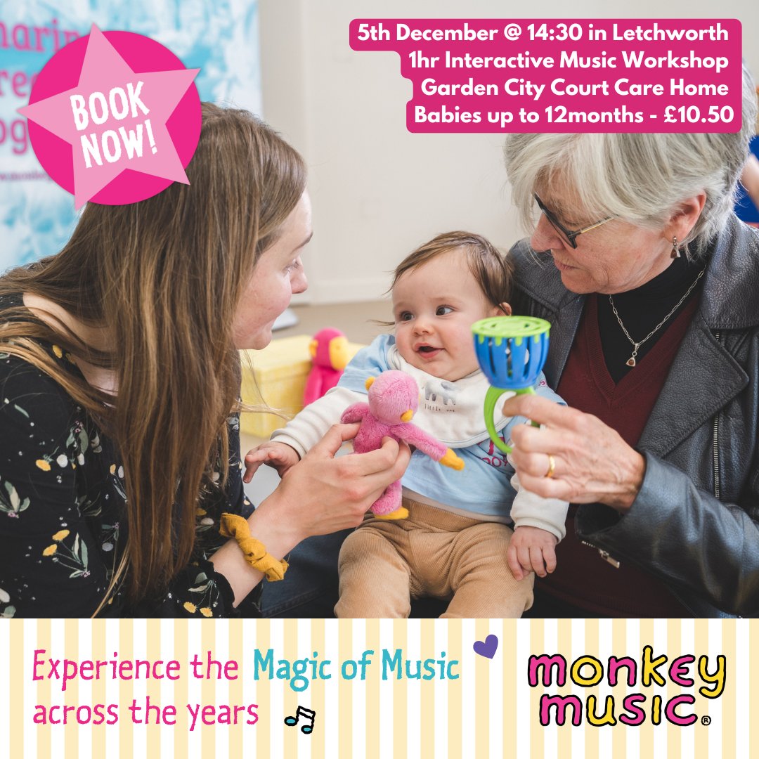 QuantumCareLtd's tweet image. Exciting news! Garden City Court in Letchworth Garden City has partnered with Monkey Music for a series of four interactive multigenerational musical workshops, with the first session on Thurs, Dec 5th at 2:30pm.

#QuantumCare #Multigenerational #MagicofMusic