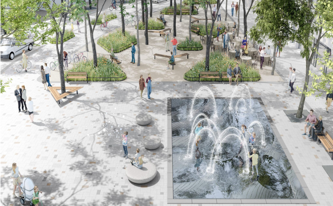 Hauptplatz wurde entsiegelt, begrünt, mehr Aufenthaltsqualität geschaffen. 70 neue Bäume im #Schwammstadt-Prinzip gepflanzt, damit Wasserspeicherkapazität von 270.000 Liter geschaffen, entlastet bei #Starkregen das Kanalsystem. 👏 #Amstetten #goodpractice