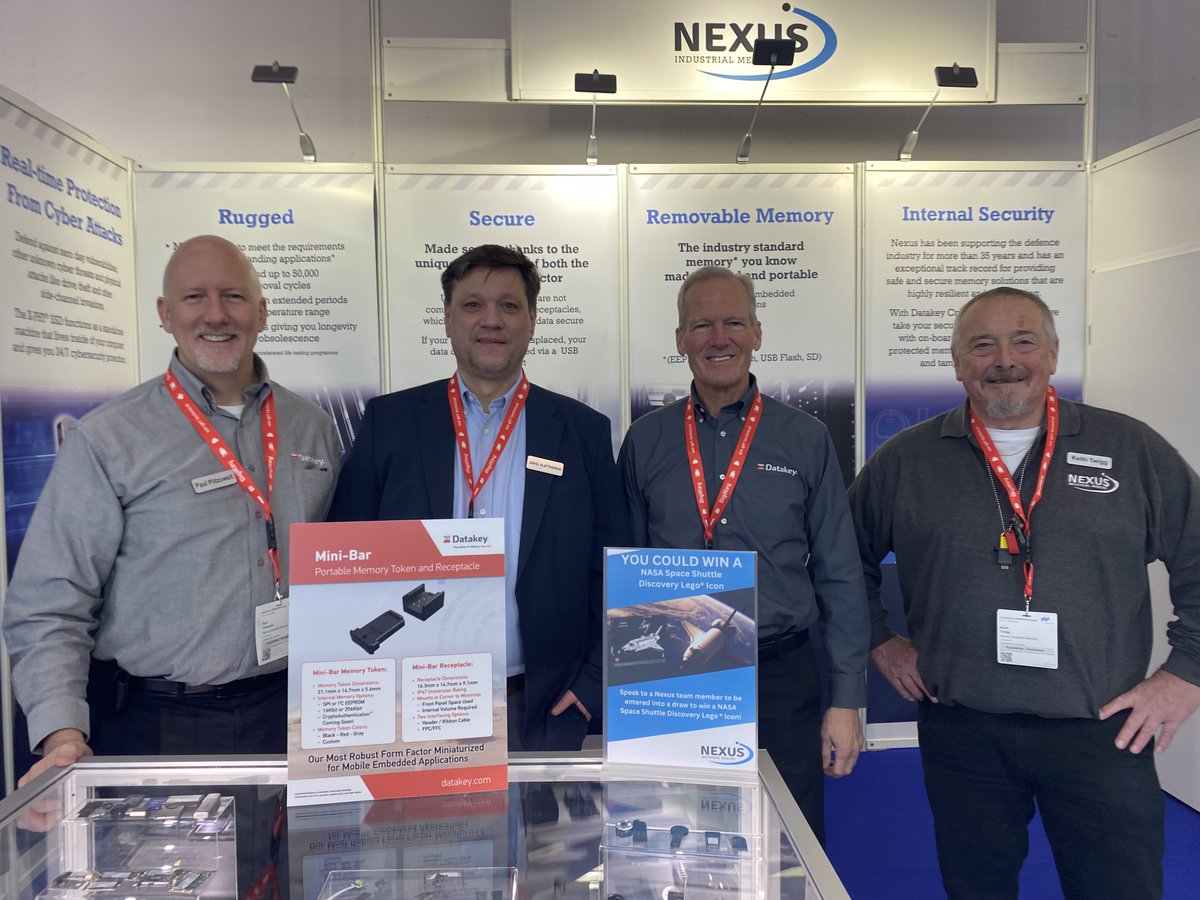 DatakeyMemory's tweet image. Day 1 at #electronicaFair!
We are thrilled to be here with our European distributor, @Nexus_Memory. Visit us in Hall C5 Booth 174 and check out our NEW product series, the #MiniBar, announced earlier today 👉 datakey.com/news/datakey-m…