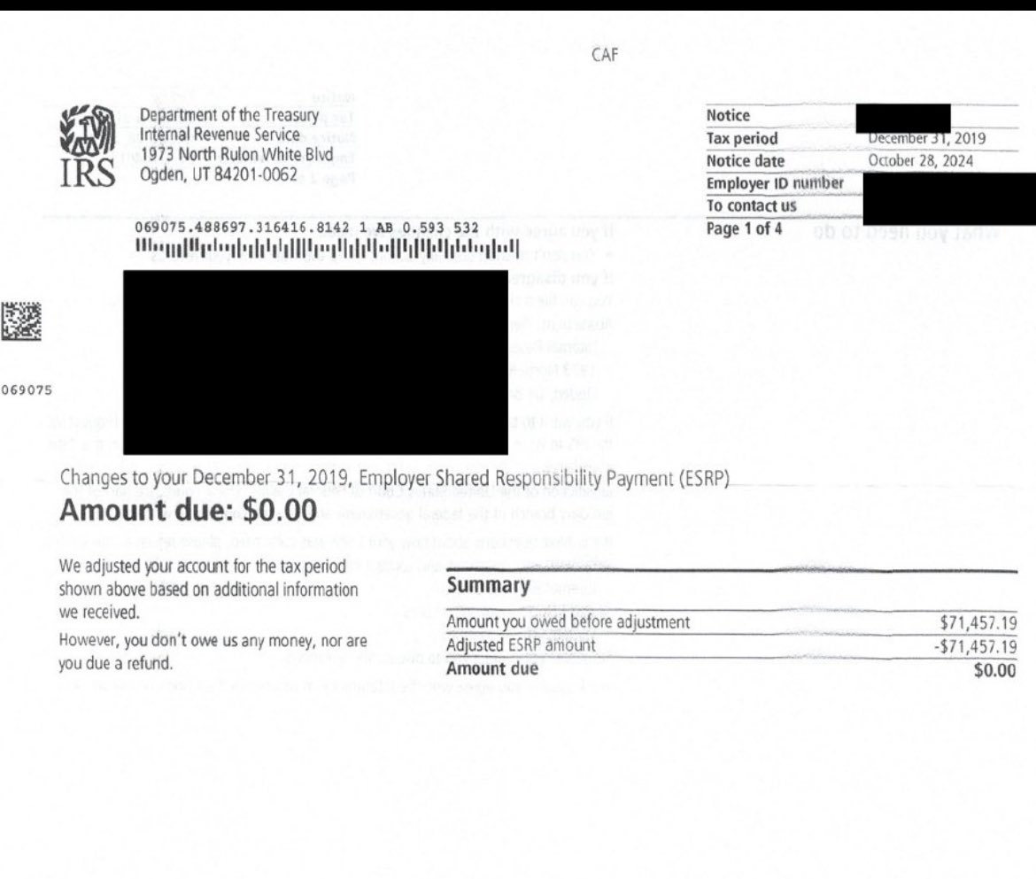 jldtax's tweet image. $71,000 ESRP IRS penalty abatement!  These penalties can cripple a small business.  Glad we were able to get removed for our client. #taxresolution #TaxTwitter