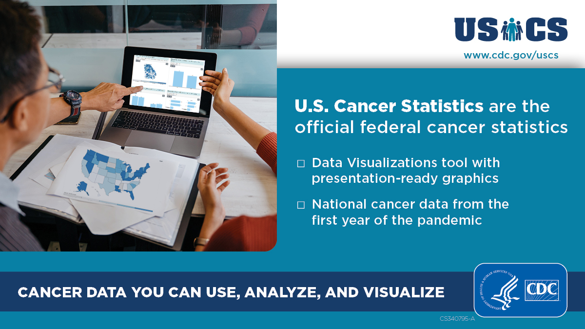 CDC_Cancer's tweet photo. U.S. Cancer Statistics: The official federal #cancer statistics with comprehensive U.S. coverage. Updated Data Visualizations tool easier to use. https://t.co/UsbzbileCT
#USCancerStats https://t.co/mpvTOxxWrn