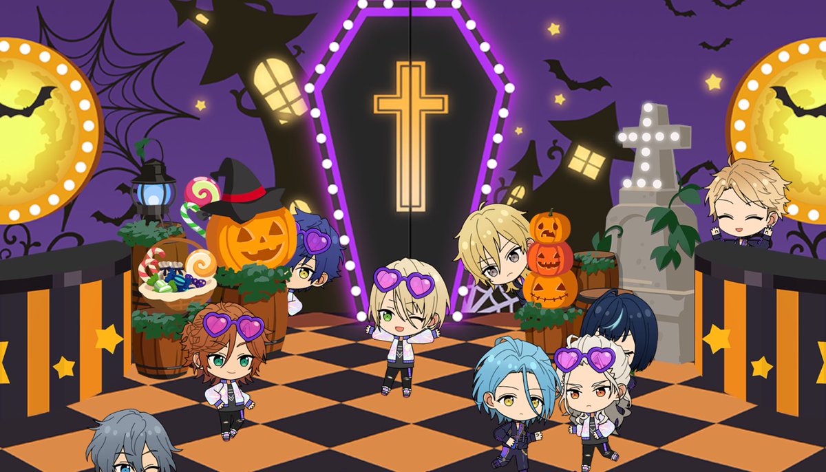 rose_Libra10's tweet photo. Trick &amp; Treatなアイドルたちの
仮装パーティーを撮影！📷🐺

今日は【合計9人】のアイドルの撮影に成功したよ💫

#あんスタハロウィン2024 #あんスタ https://t.co/ISRlL9FH87