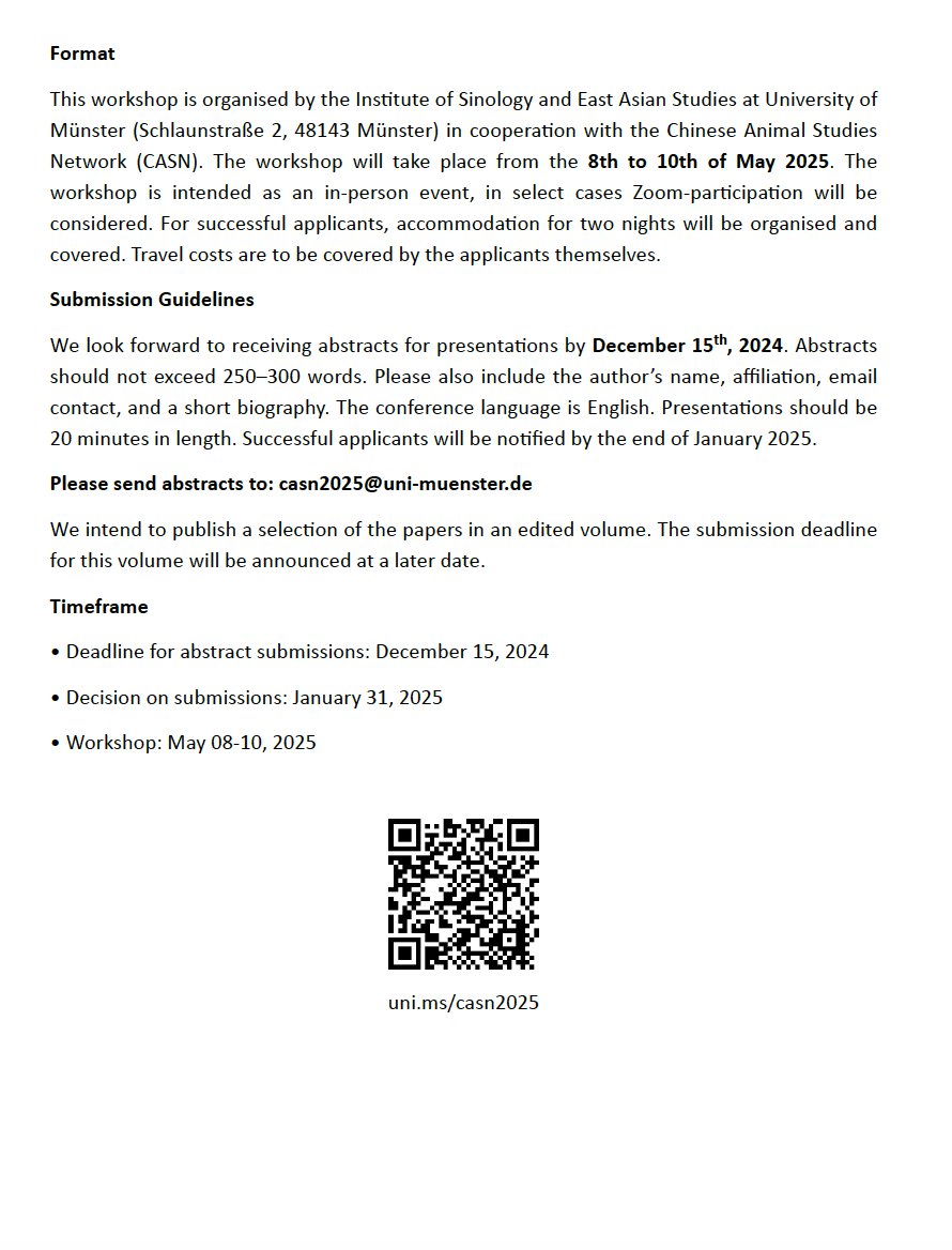 Appel à communications : "Same and/or Other? Animals in East Asian History", 08–10 May 2025, Institute ofSinology and East Asian Studies, University of Münster