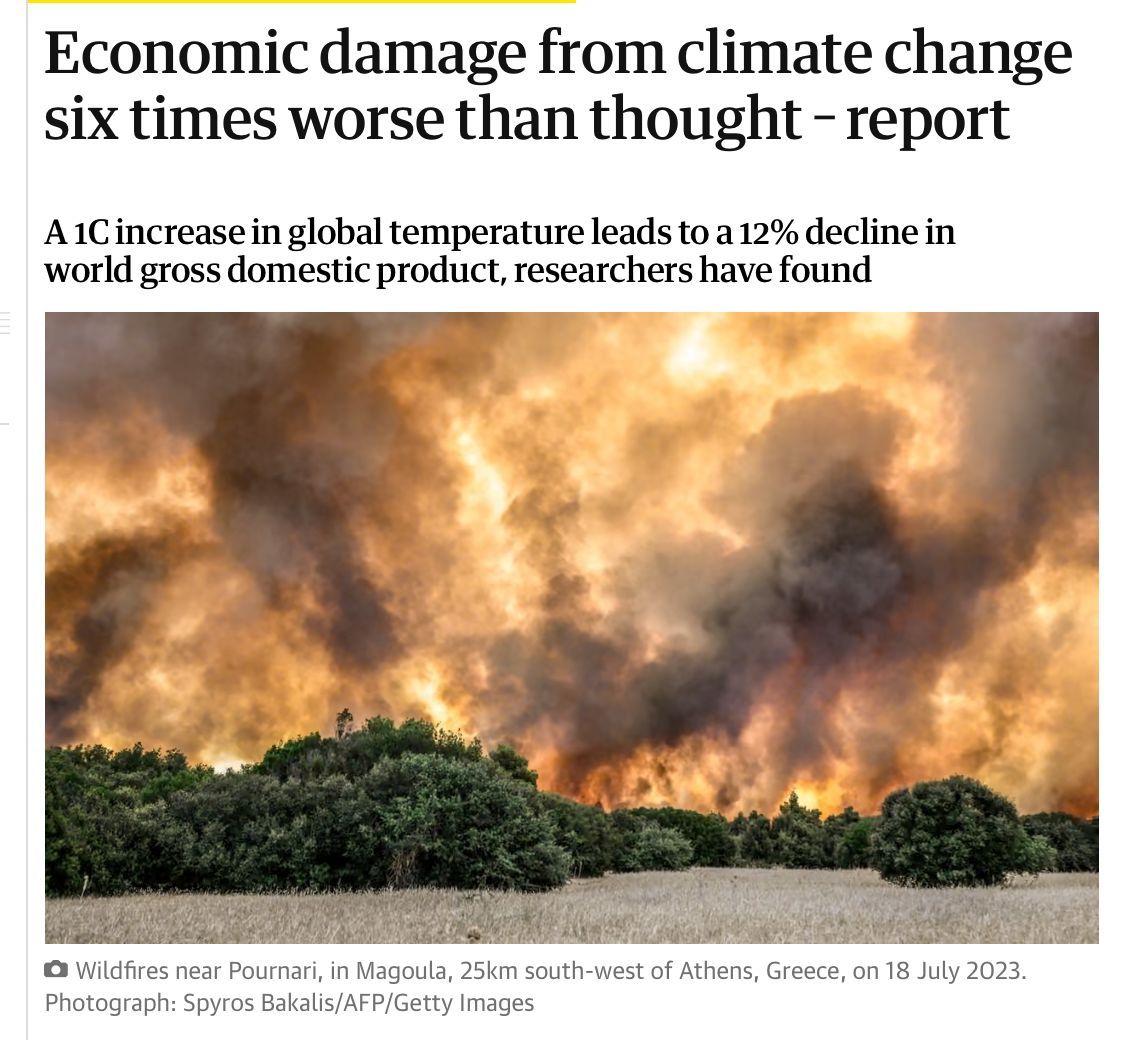 HARVARD PREDICTS PERMANENT WAR 

Economists at Harvard, who presumably know what they are talking about, have finally woken up to the fact that destroying the economy means the economy gets destroyed. Meaning there is not some supernatural separation between, you know - climate