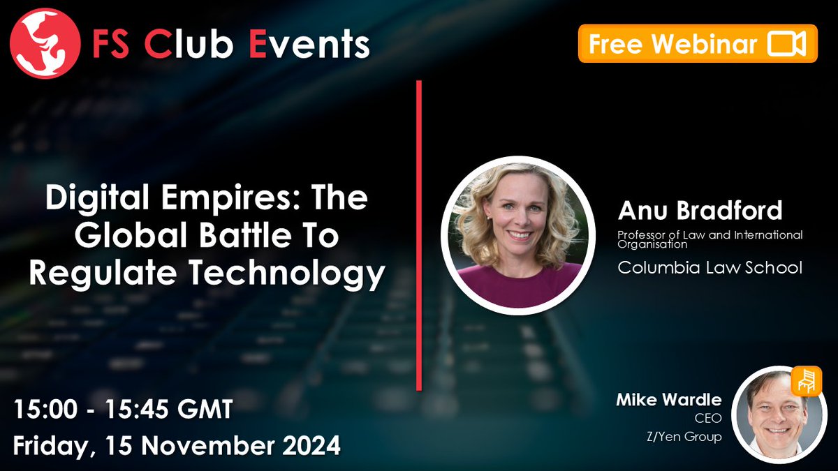 🌐Anu Bradford will discuss how this regulatory battle will shape global markets in the coming decades. Bradford coined the term "Brussels Effect" and is renowned for her expertise in international trade and antitrust law.
🔗shorturl.at/VUcib