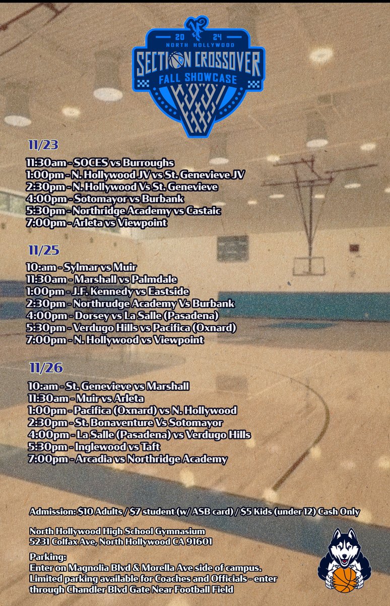 North Hollywood HS boys basketball event Nov. 23-26