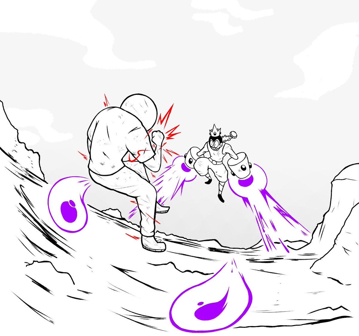 b_moth24's tweet image. RAGE VS CANCER.

i liked the idea of cancerlord using his arm cannons to propel himself so i drew this.
#boardtan #boardtans #vtan #cancerlord