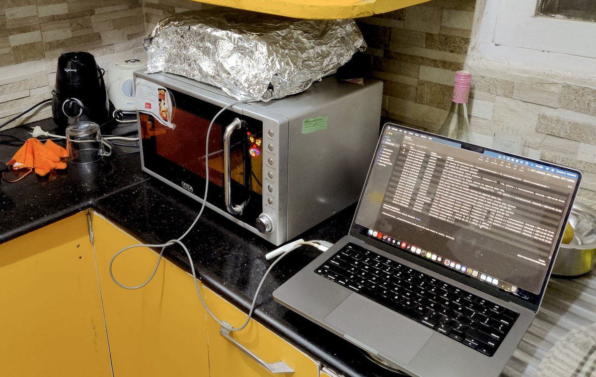 Our hacky proof of concept was a Faraday cage built of aluminum foil, placed right above to the jammer–microwave that was turned on at full power

It was literally as sketch as it looked: