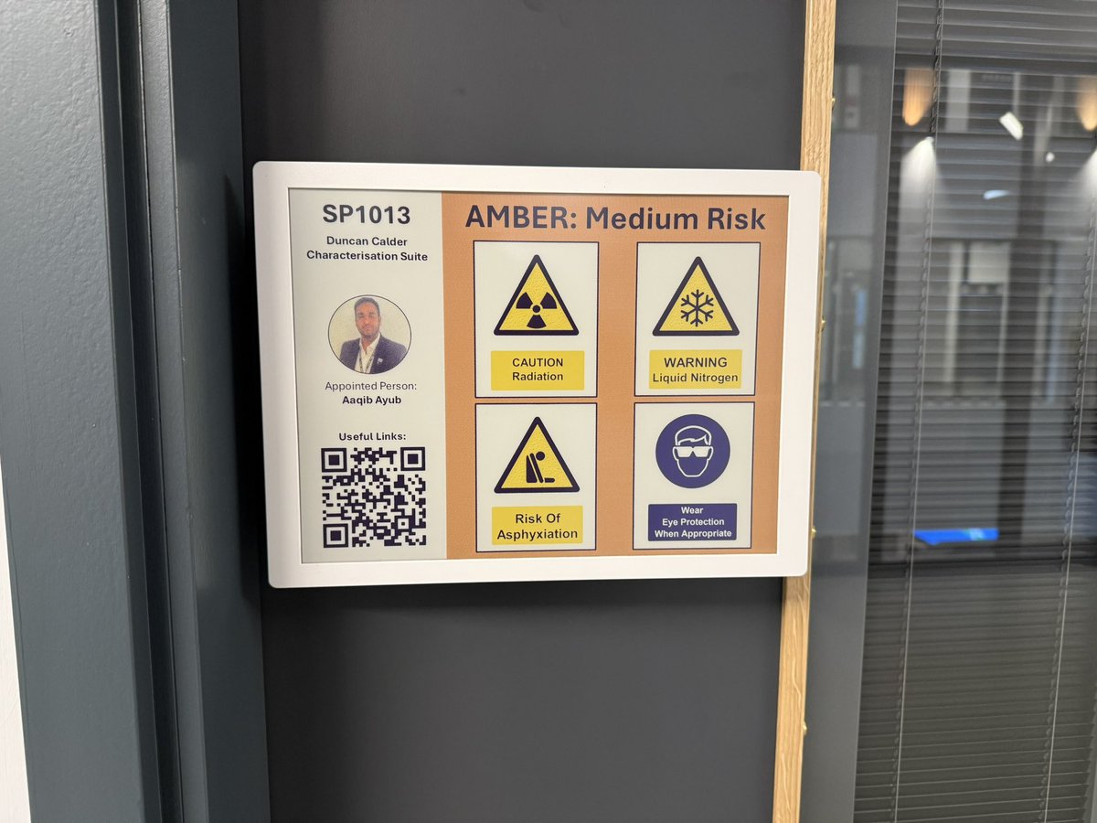 AdmHrv's tweet image. Rolling out the first 50 of our @SharpNEC_UK ePaper displays today. These are being used to display risk profiles for each space in our new Spectra Building. Risk profiles can be changed at the touch of a button rather than swapping over paper signs. #Sustainability